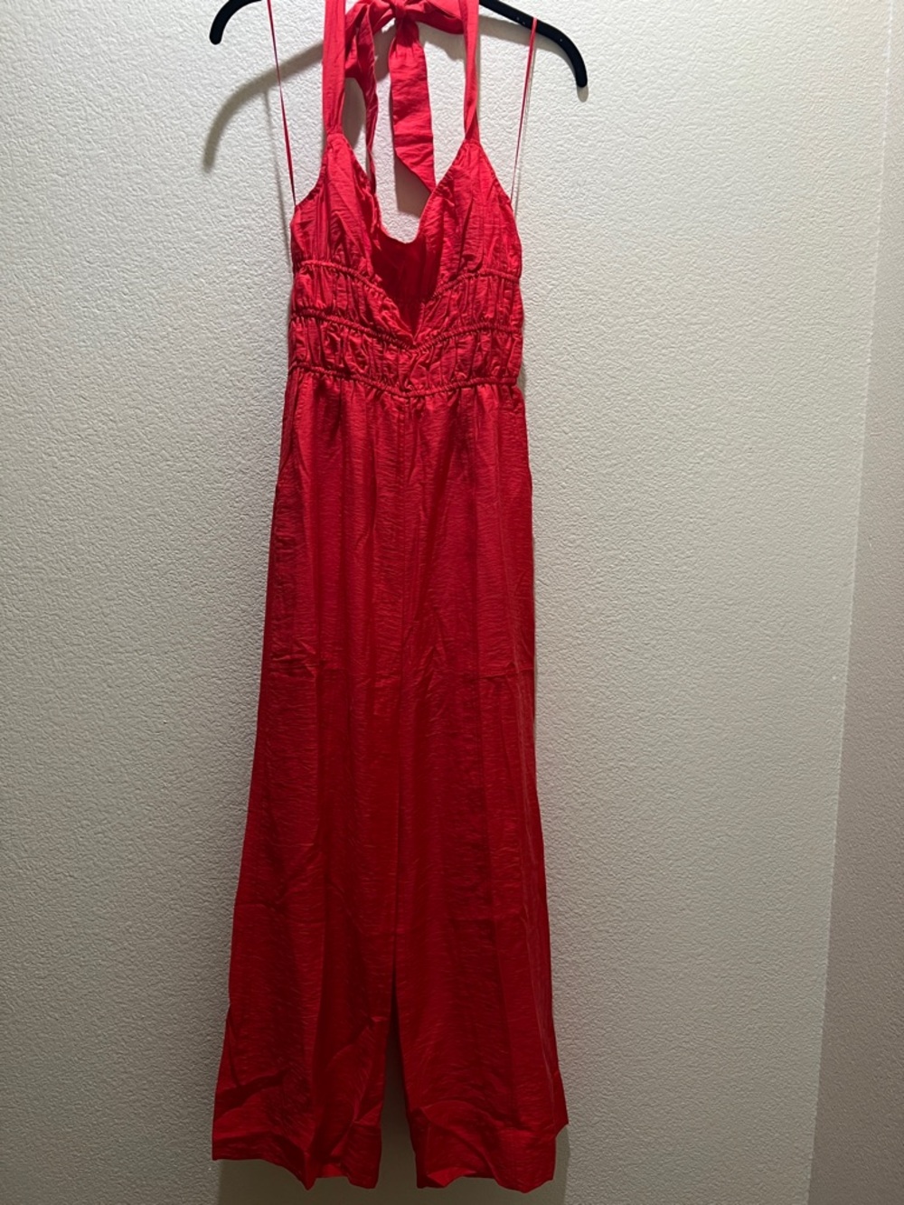 Lost + Wander Red Halter Tie Jumpsuit